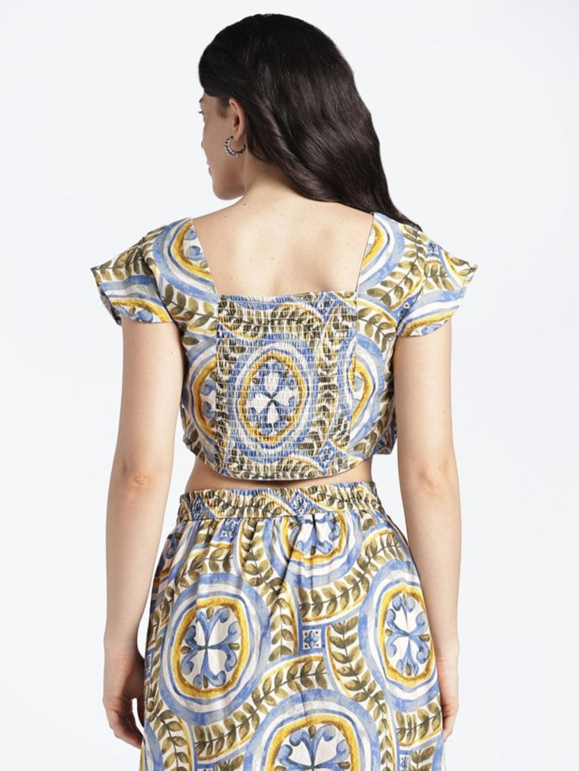 Womens Regular Multi Coloured Printed Knot Top - Image 5