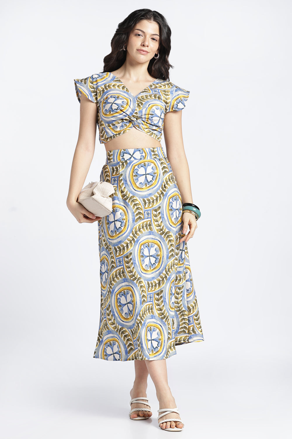 Womens Regular Multi Coloured Printed Knot Top - Image 6