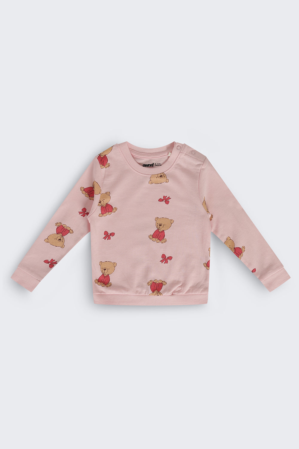 Infant Girls Pink Teddy Cotton Regular Fit Co Ord Set - Image 4