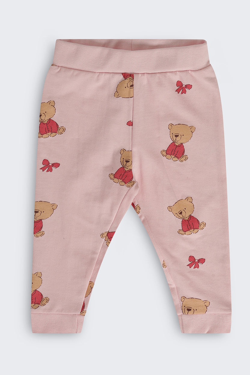 Infant Girls Pink Teddy Cotton Regular Fit Co Ord Set - Image 5
