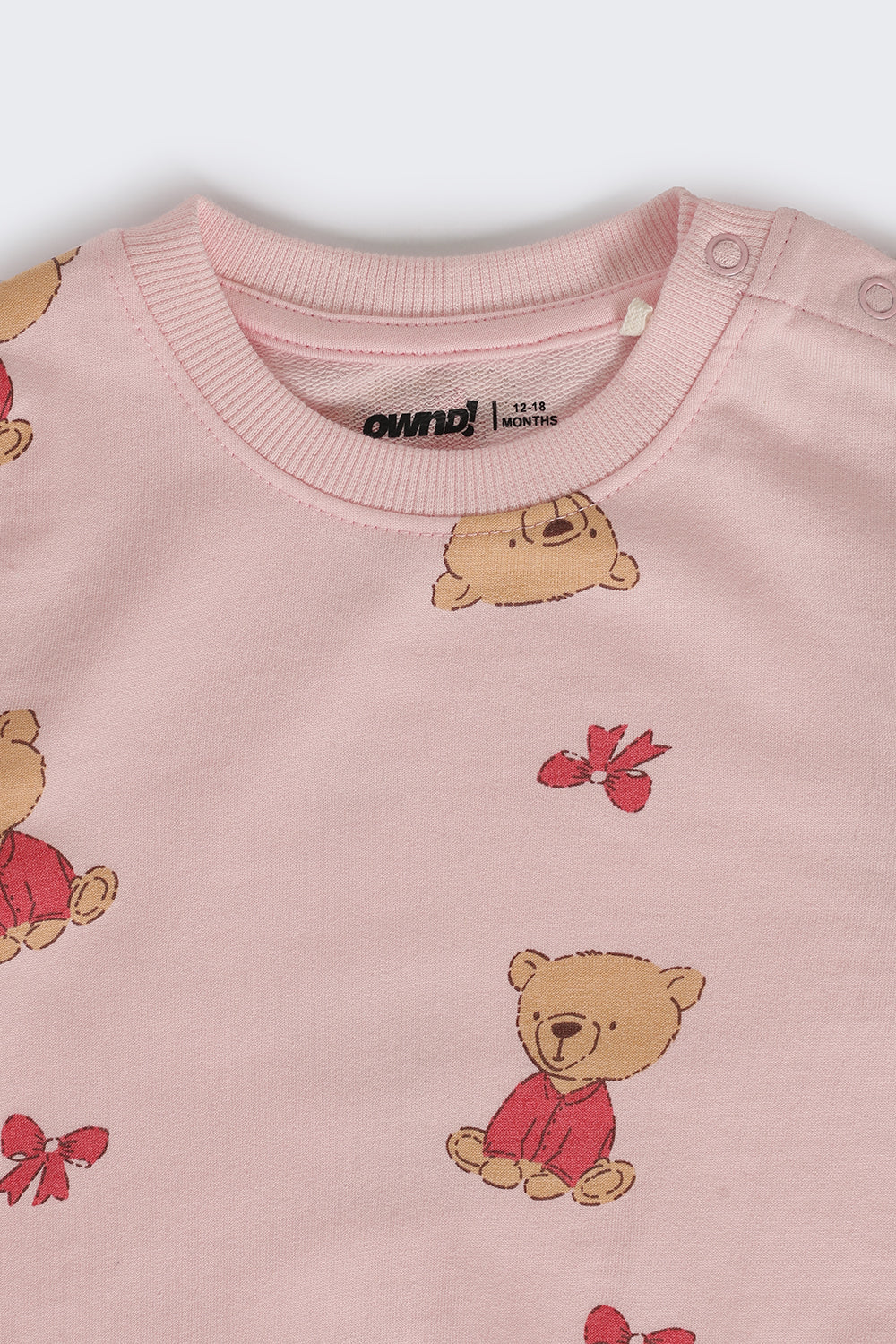 Infant Girls Pink Teddy Cotton Regular Fit Co Ord Set - Image 6