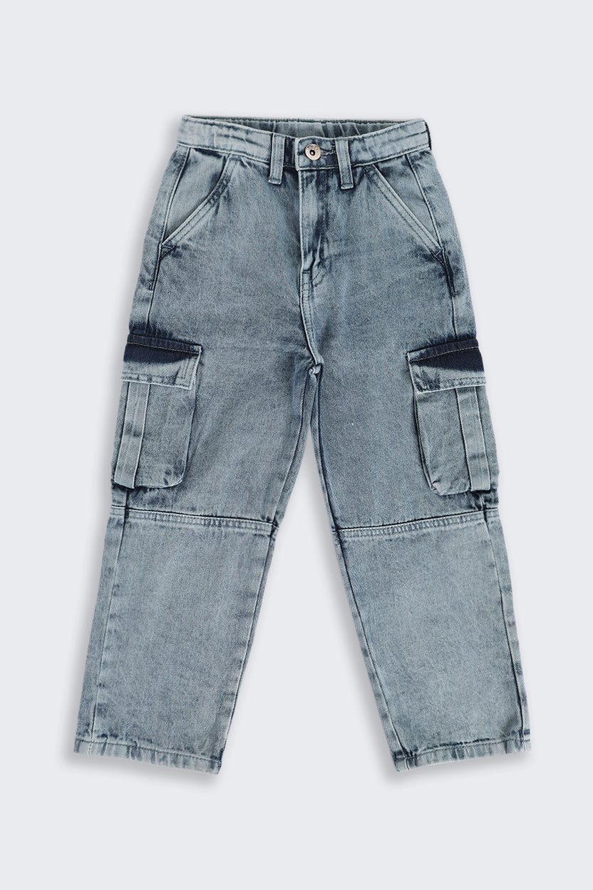 Straight Multi-Pocket Cargo Denim Boy Jeans - Image 2