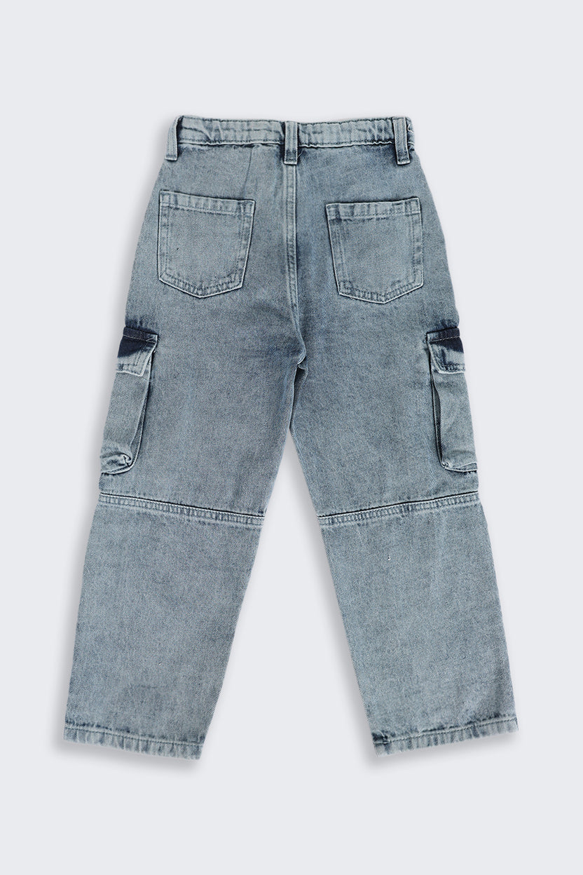 Straight Multi-Pocket Cargo Denim Boy Jeans - Image 3