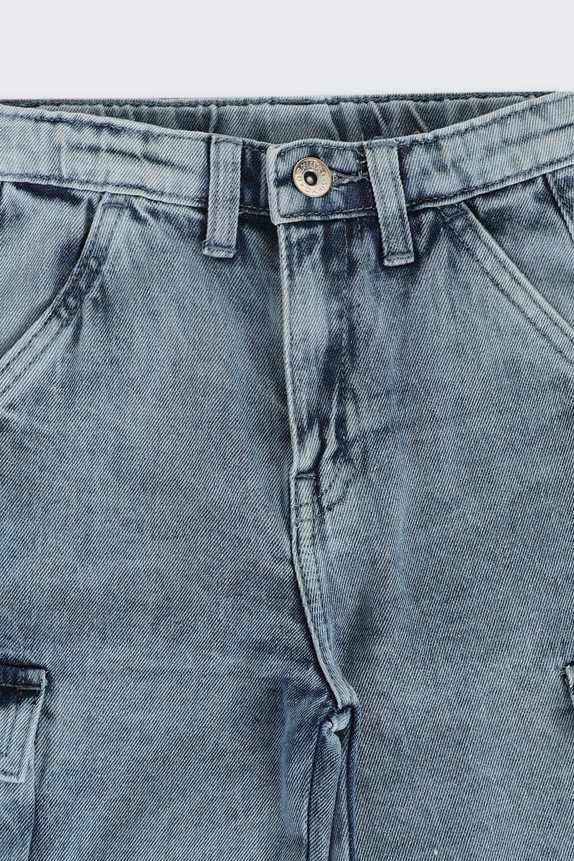 Straight Multi-Pocket Cargo Denim Boy Jeans - Image 4