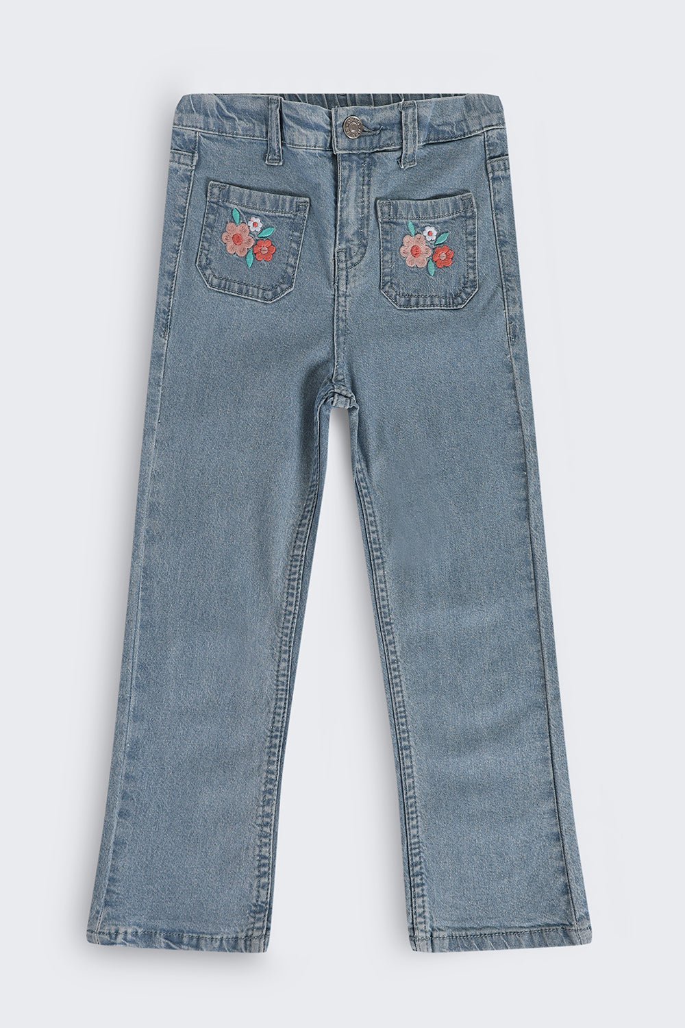 Flared Embroidered Girls Jeans - Image 2