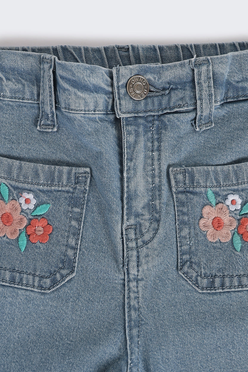 Flared Embroidered Girls Jeans - Image 4