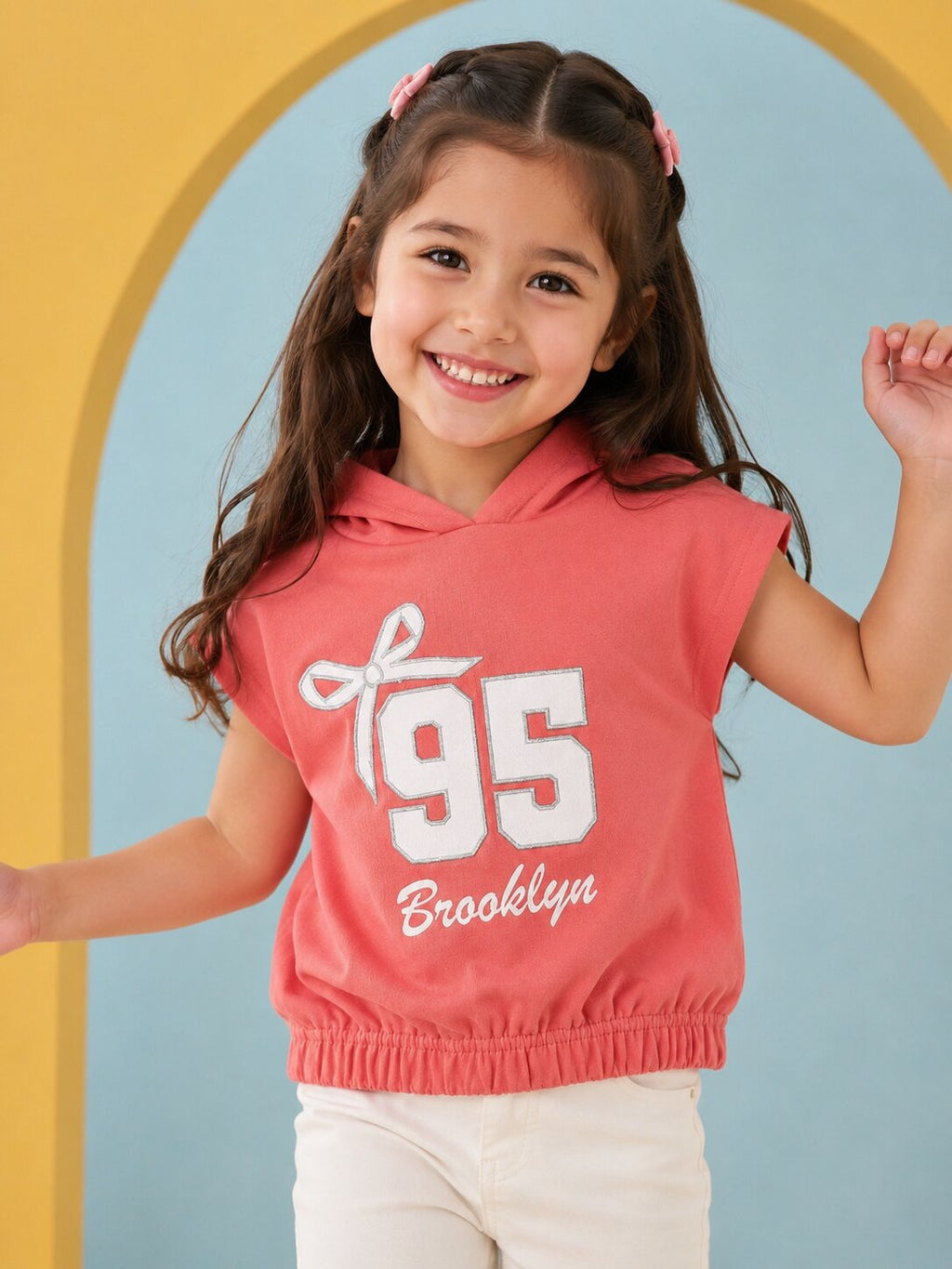 Relaxed Fit Embroidery Coral T-Shirt  For Girls - Image 1