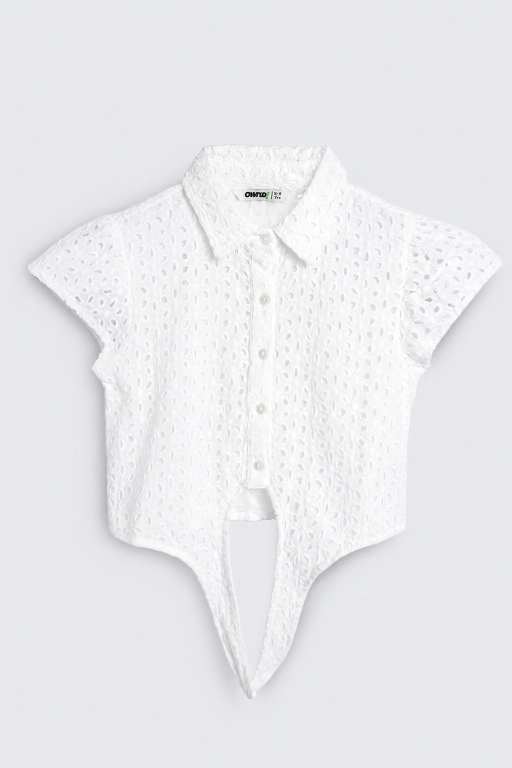 Relaxed Fit Cut Work Woven White Top  For Girls - Image 2