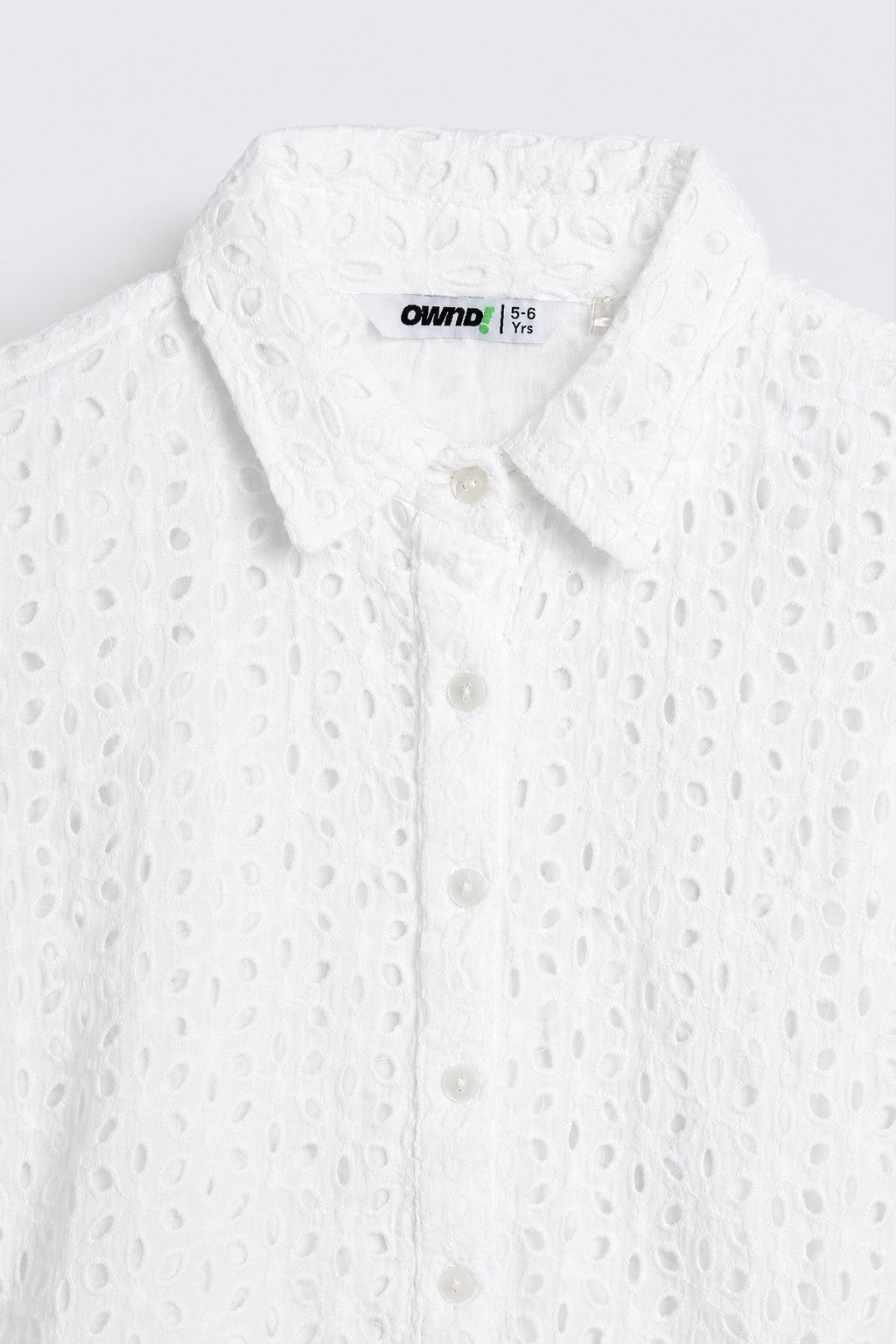 Relaxed Fit Cut Work Woven White Top  For Girls - Image 4