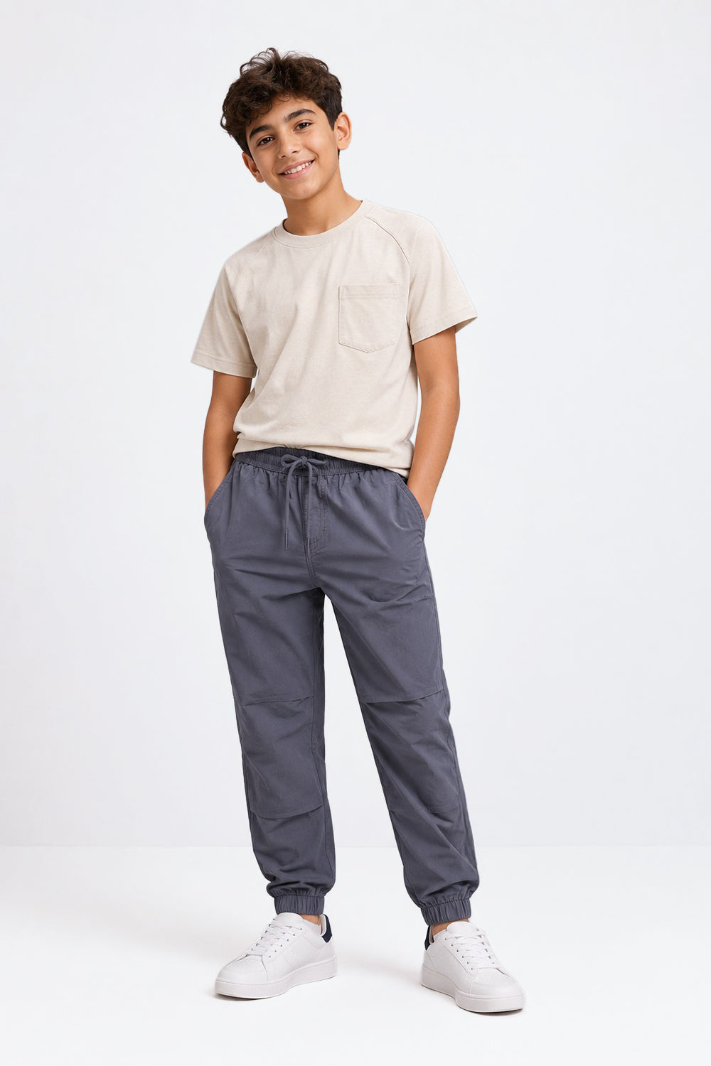 Tweens Boys Grey Denim Joggers - Image 1