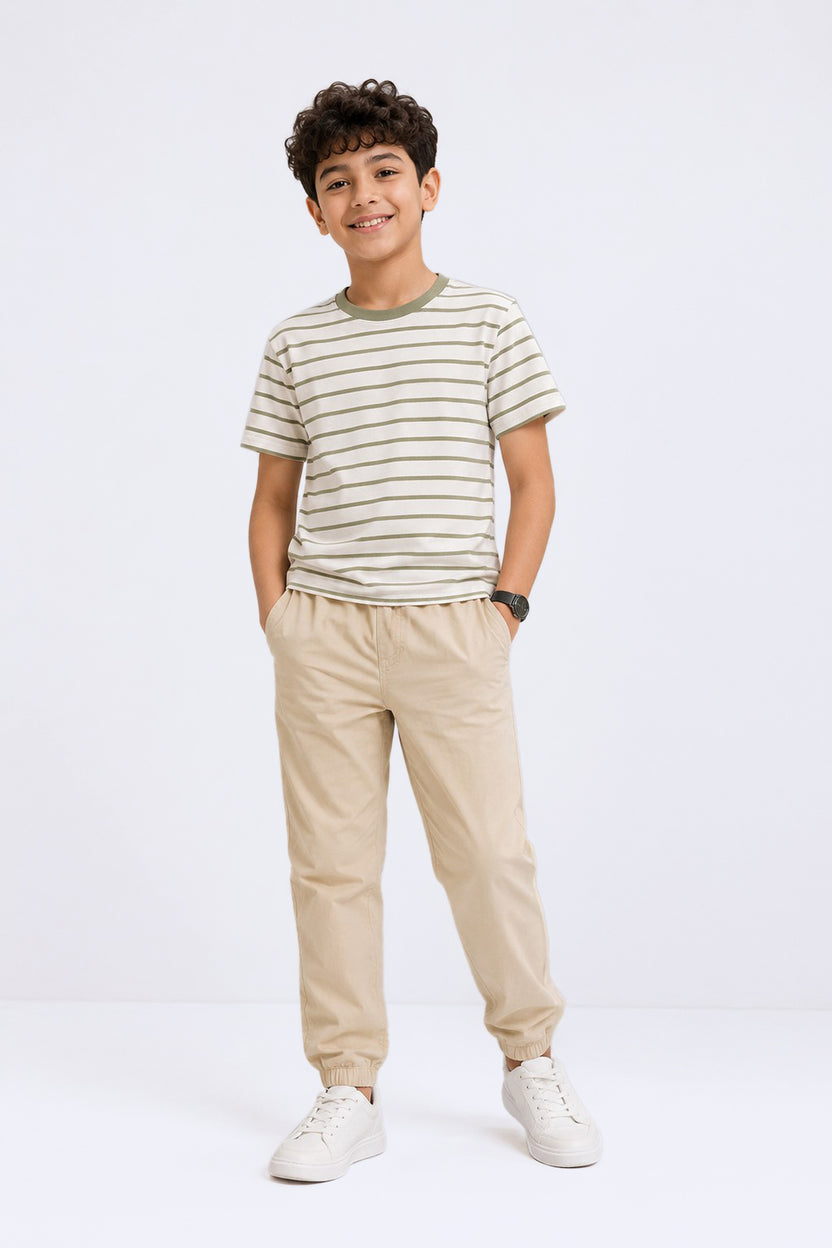 Tweens Boys Beige Essential Joggers - Image 1