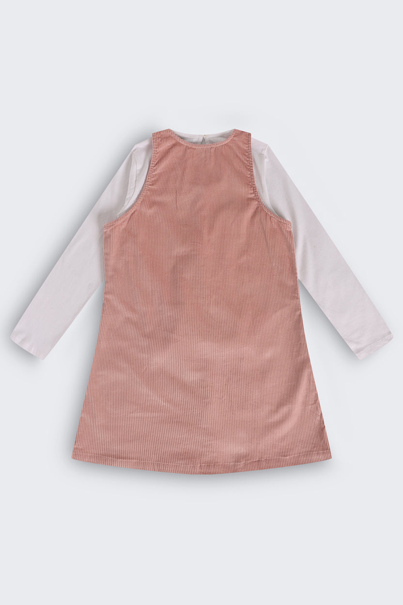 Tweens Girls Pink Wear Regular Fit Dungaree With T-Shirt - Image 3