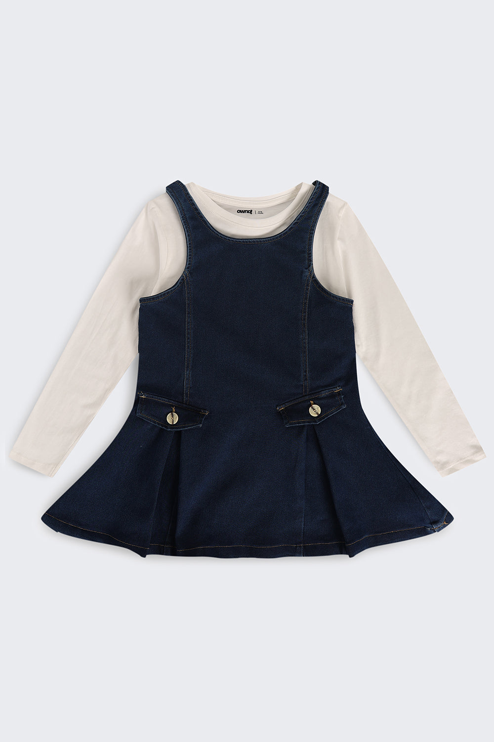 Relaxed Fit Navy Dunagree Dress For Tweens Girls - Image 2