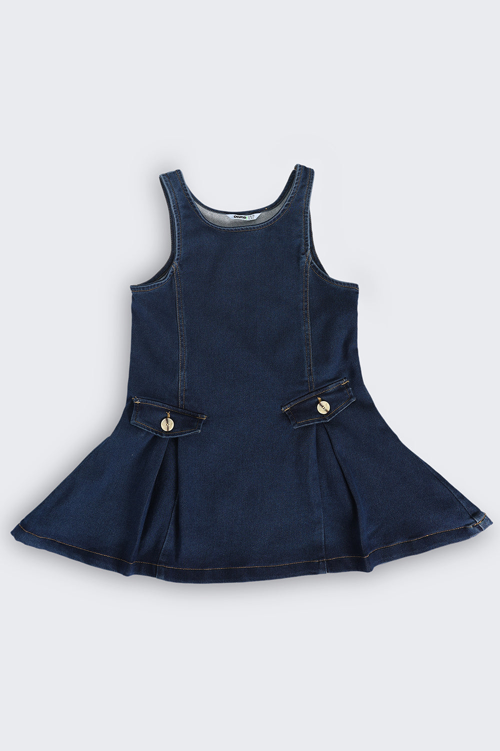 Relaxed Fit Navy Dunagree Dress For Tweens Girls - Image 5