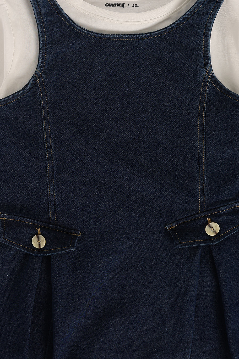 Relaxed Fit Navy Dunagree Dress For Tweens Girls - Image 6