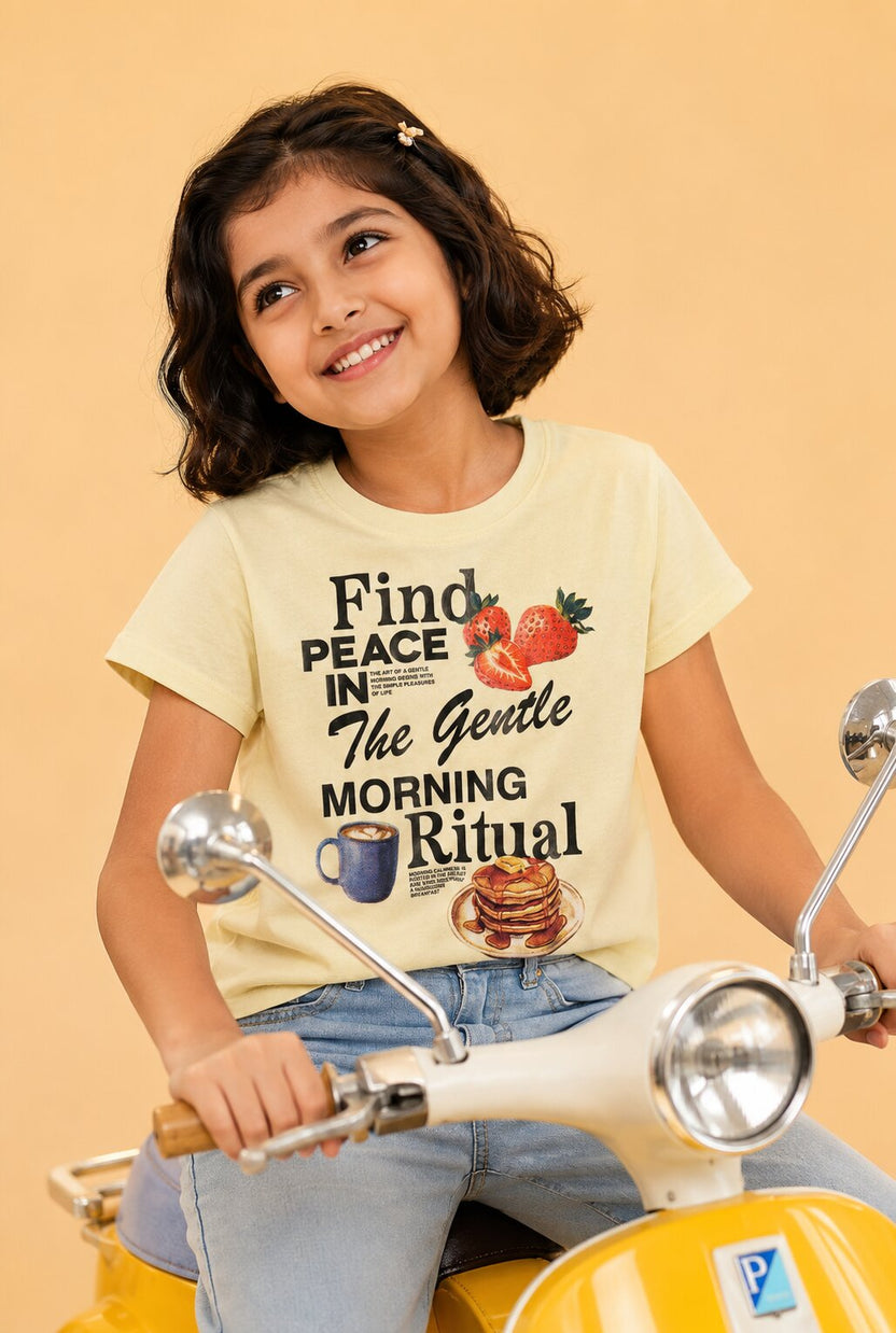Tweens Girls Yellow Graphic Regular Fit T-Shirt - Image 1