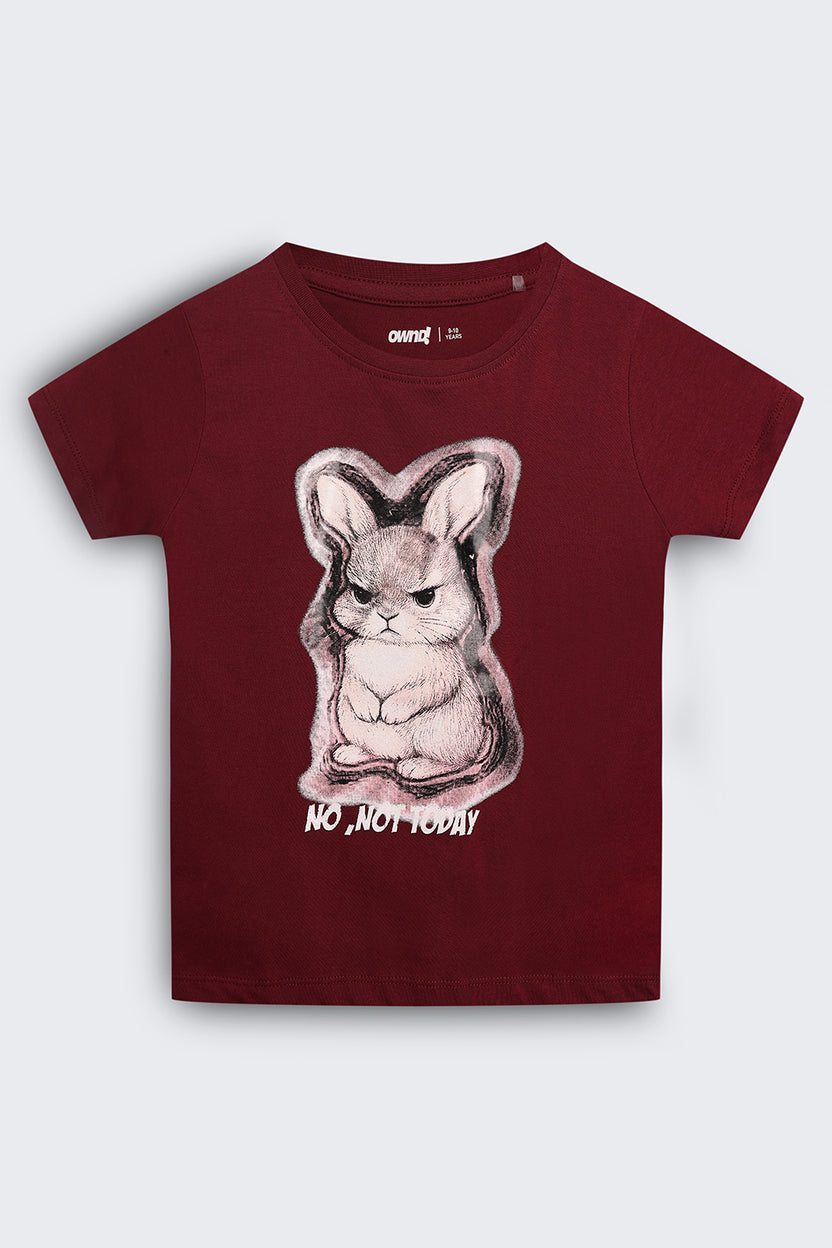 Tweens Girls Maroon Graphic Regular Fit T-Shirt - Image 2