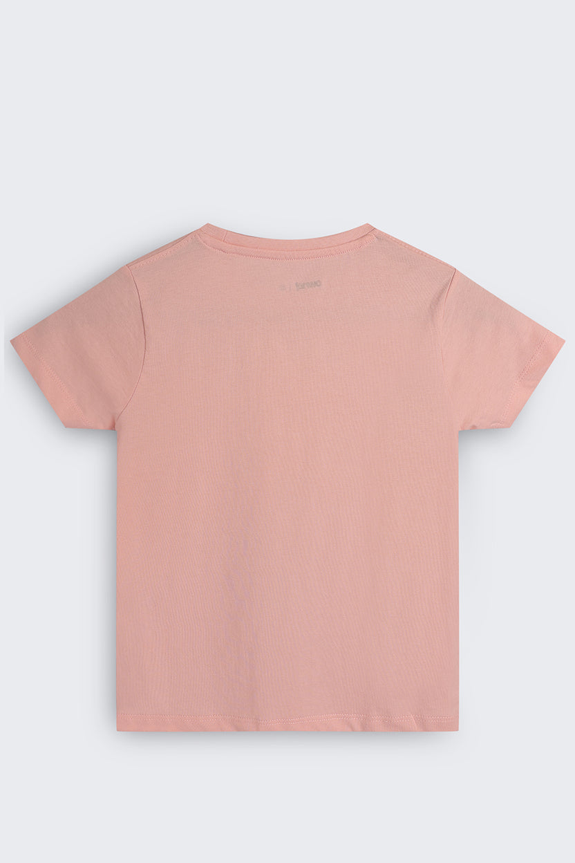 Tweens Girls Peach Graphic Regular Fit T-Shirt - Image 3