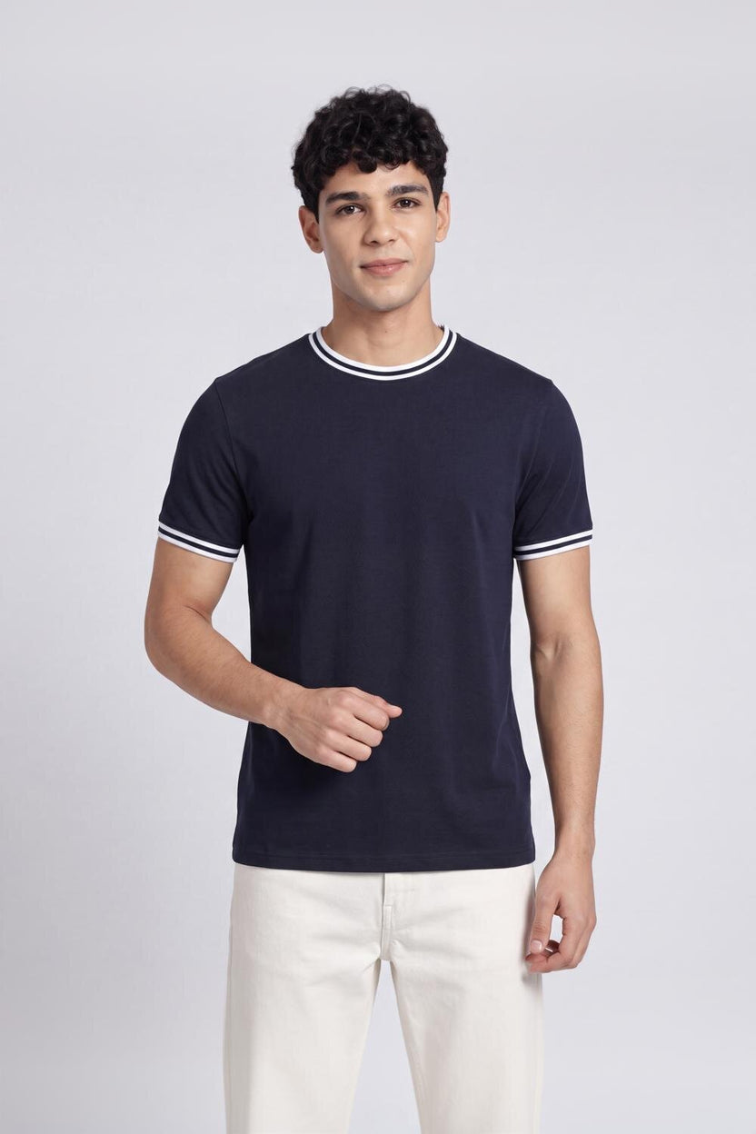 Mens Regular Navy Cotton T-Shirt - Image 2