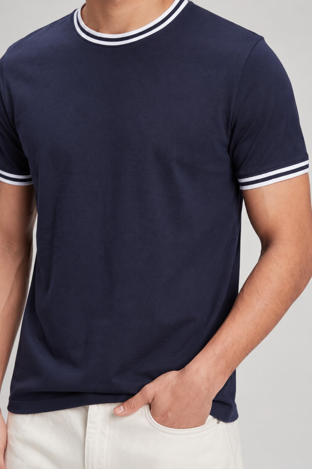 Mens Regular Navy Cotton T-Shirt - Image 3