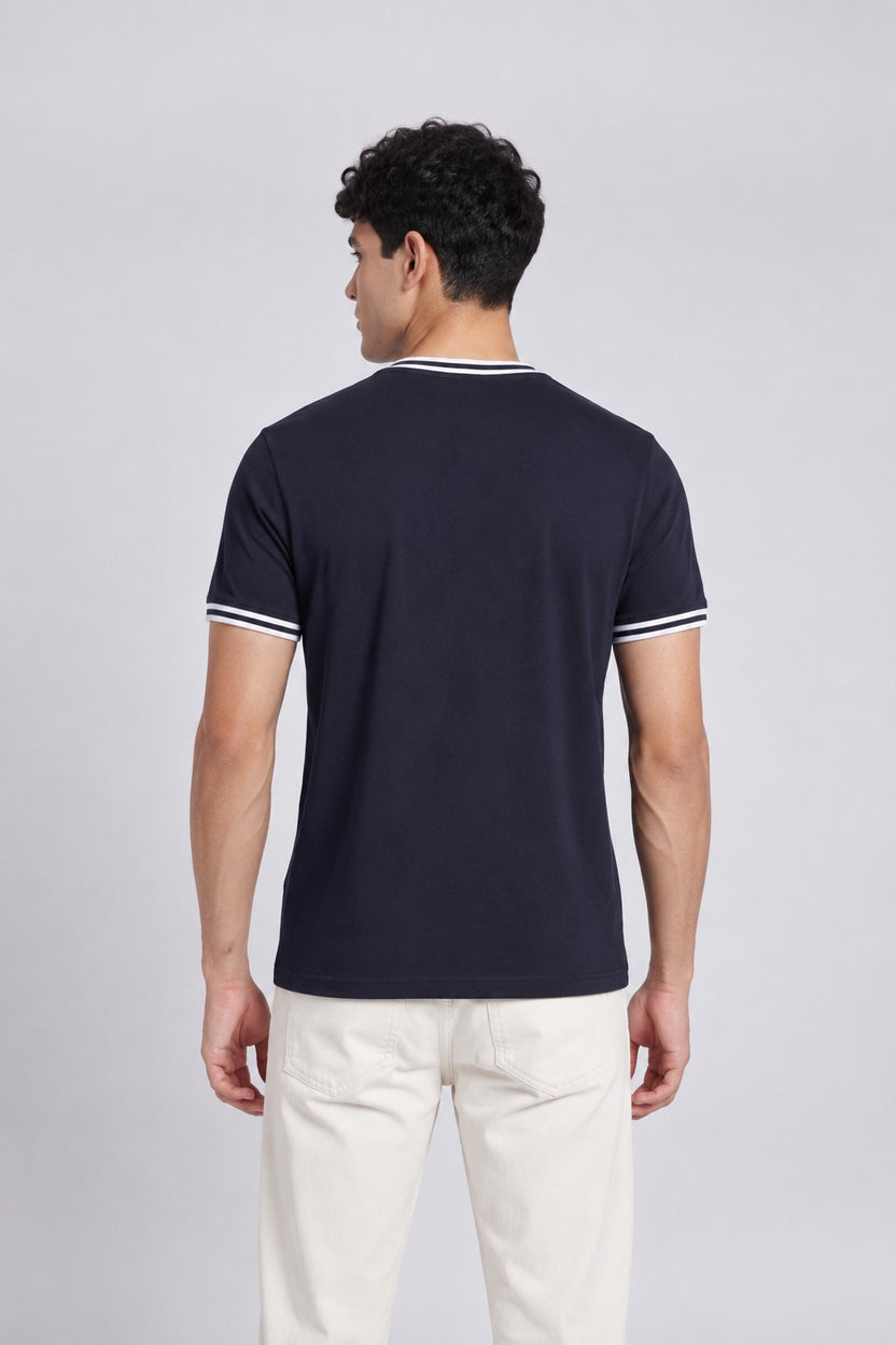 Mens Regular Navy Cotton T-Shirt - Image 5