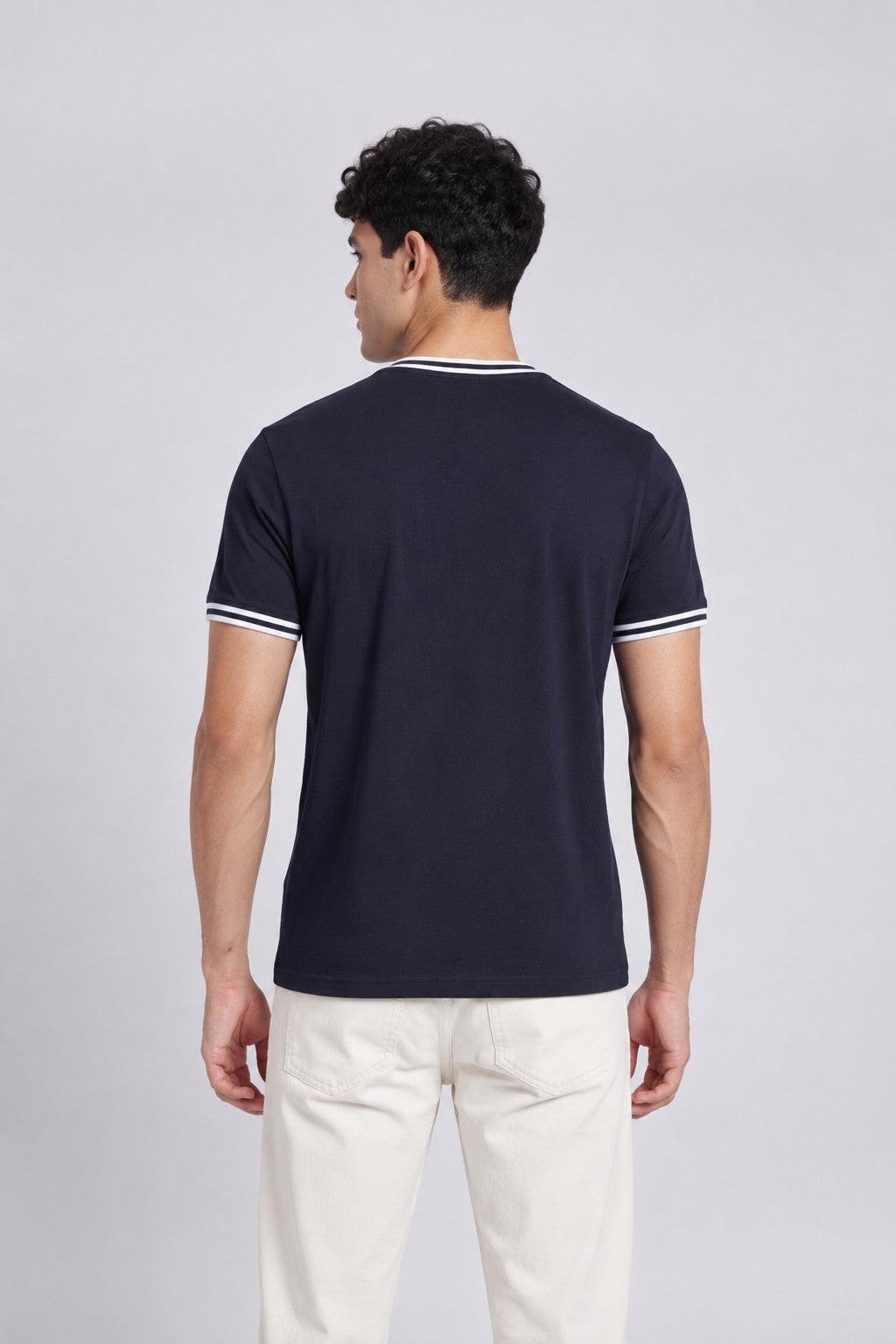 Mens Regular Navy Cotton T-Shirt - Image 5