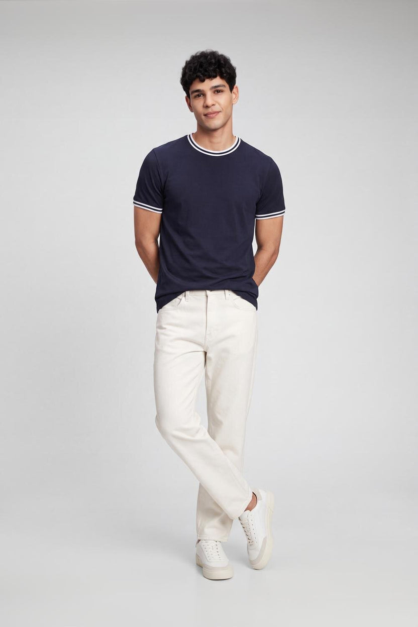 Mens Regular Navy Cotton T-Shirt - Image 6