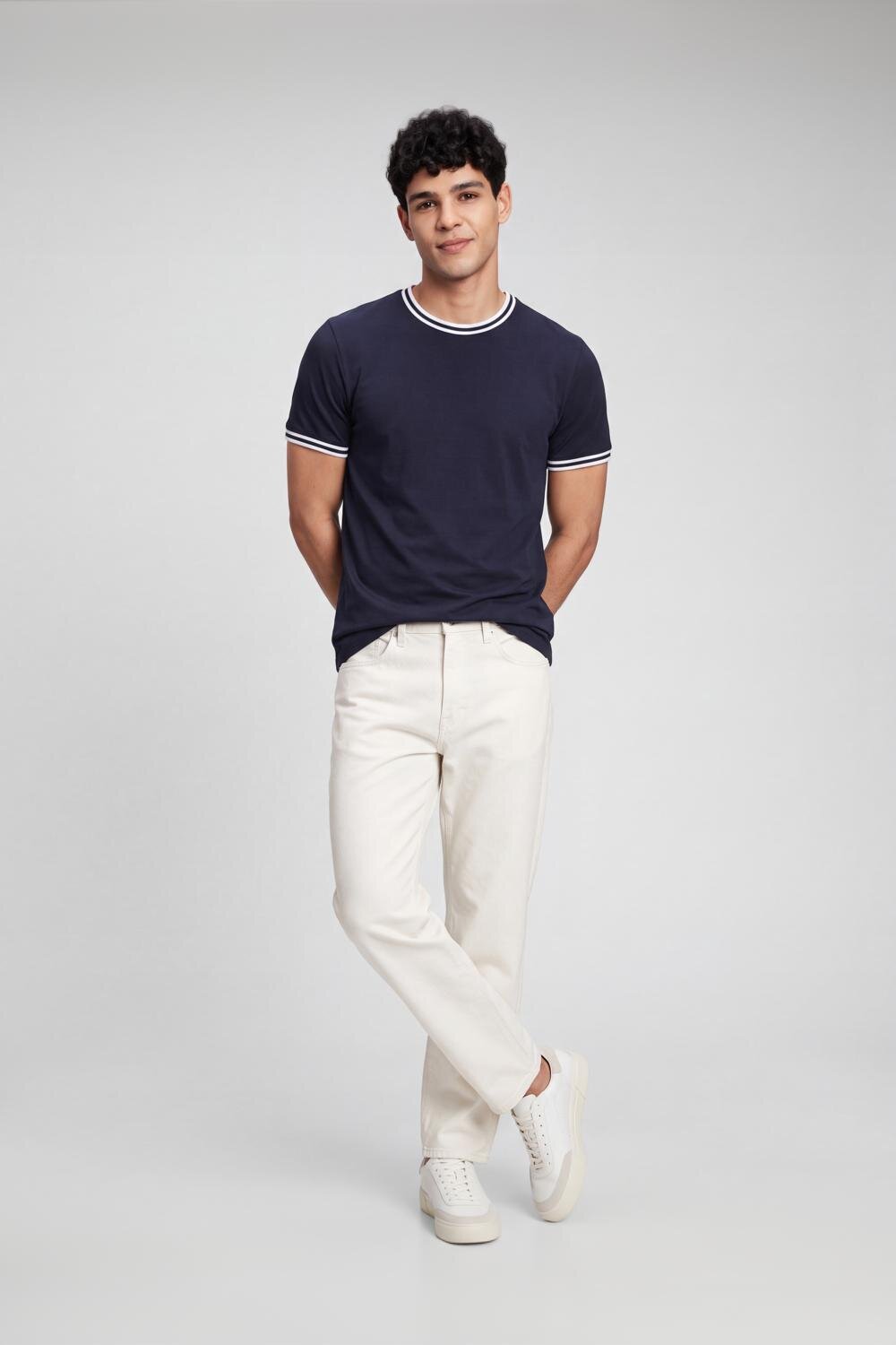 Mens Regular Navy Cotton T-Shirt - Image 6