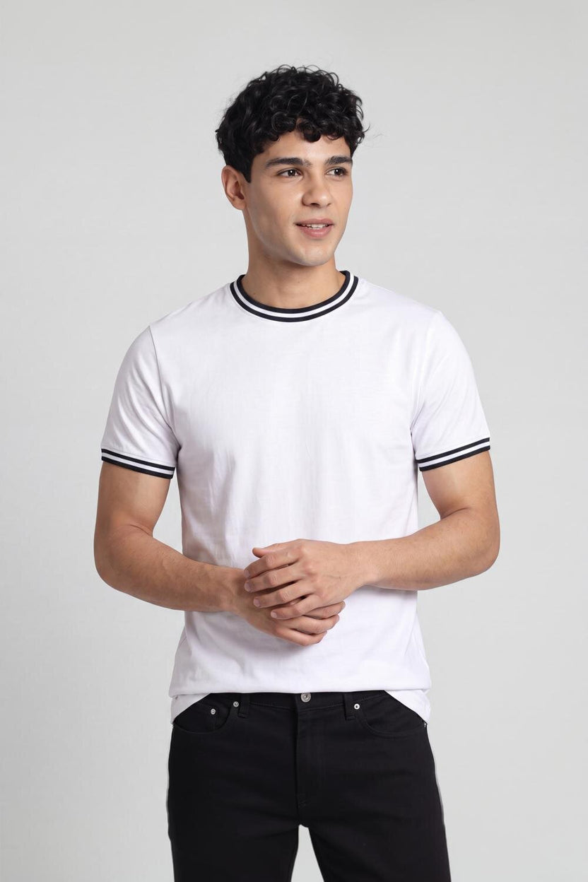 Mens Regular White Cotton T-Shirt - Image 2