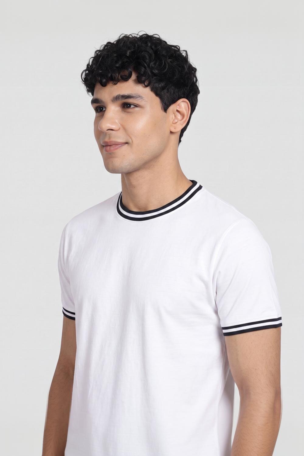 Mens Regular White Cotton T-Shirt - Image 3