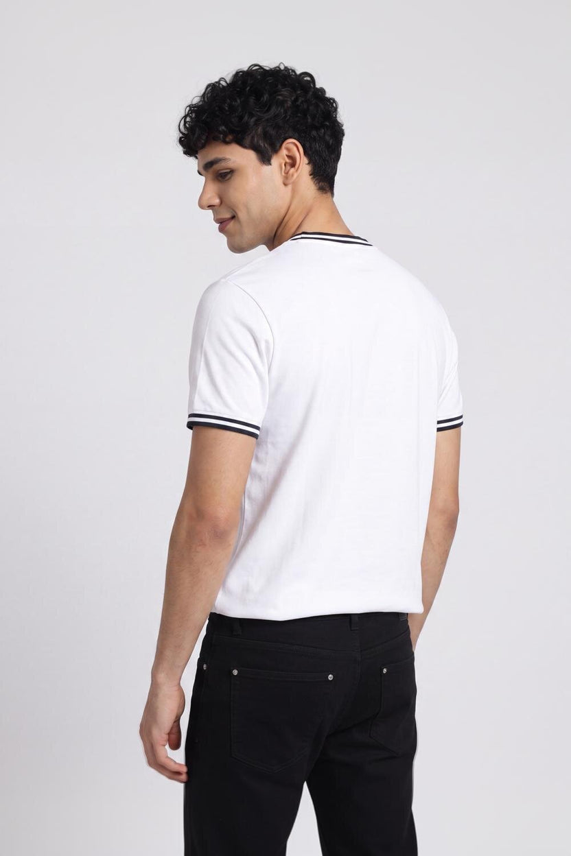 Mens Regular White Cotton T-Shirt - Image 5