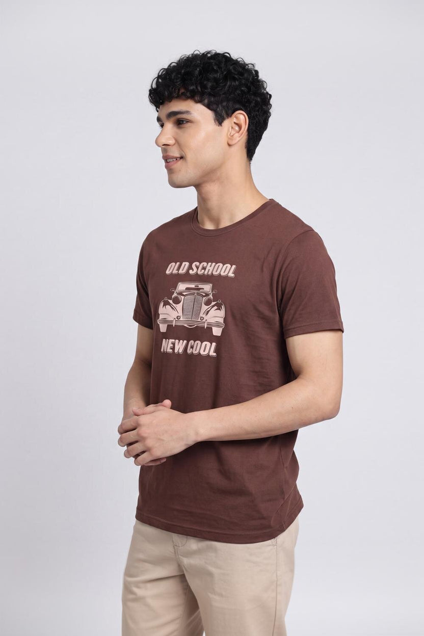 Mens Regular Brown Graphic T-Shirt - Image 4