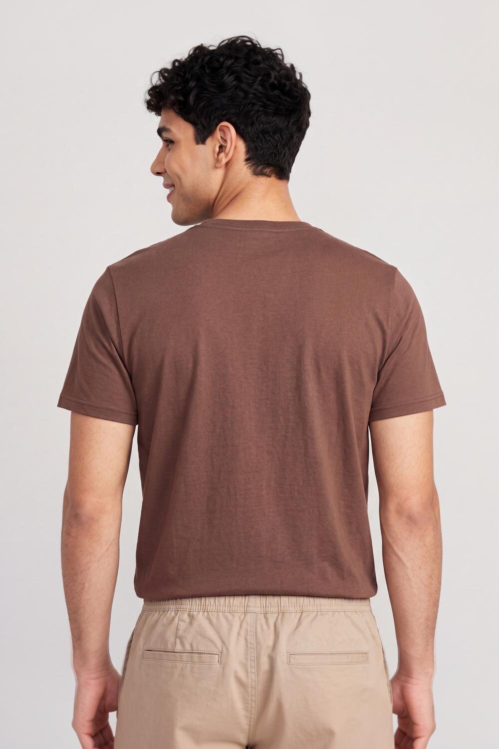 Mens Regular Brown Graphic T-Shirt - Image 5