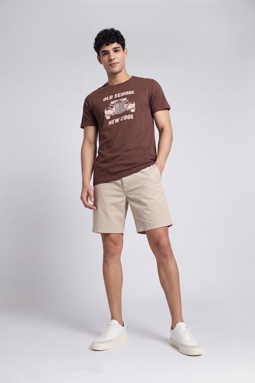 Mens Regular Brown Graphic T-Shirt - Image 6