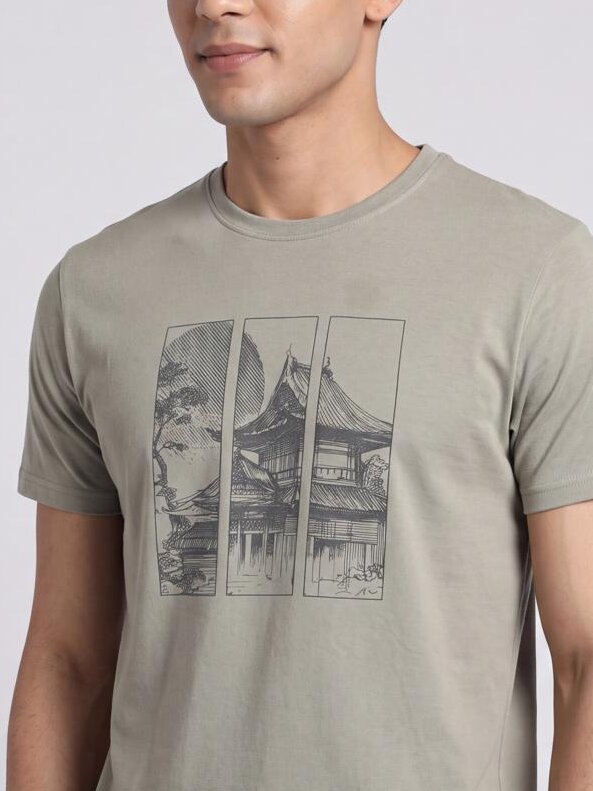 Mens Regular Green Graphic T-Shirt - Image 3