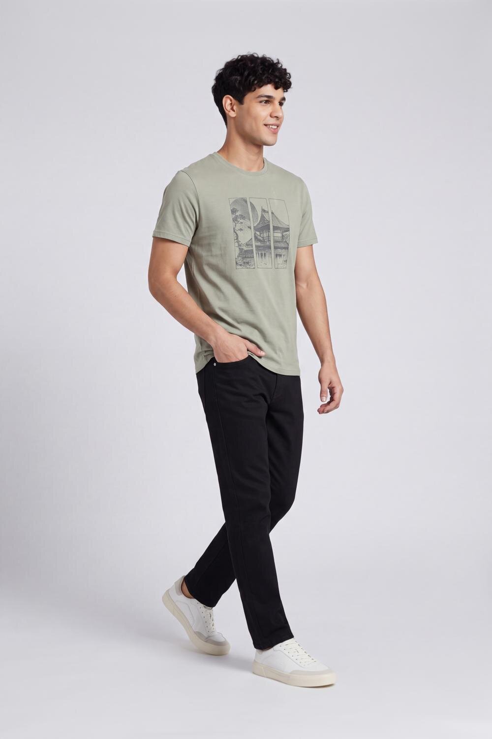 Mens Regular Green Graphic T-Shirt - Image 6
