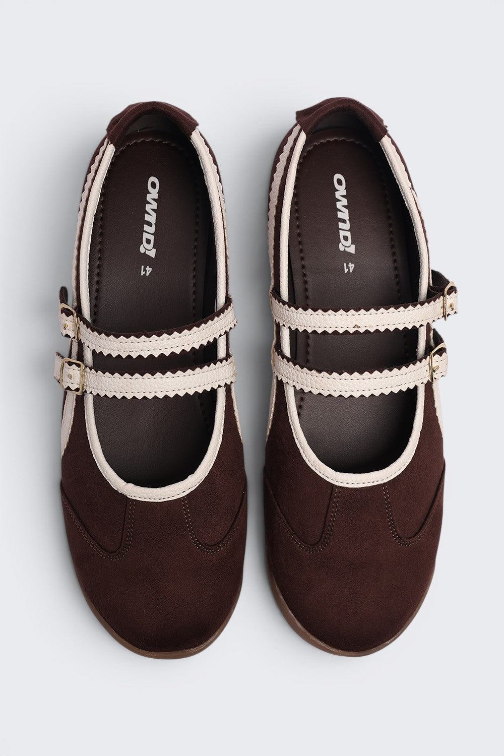 Women Brown Self Design Mary Jane - Image 4
