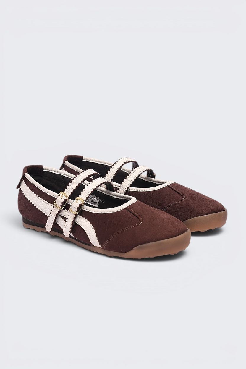 Women Brown Self Design Mary Jane - Image 5