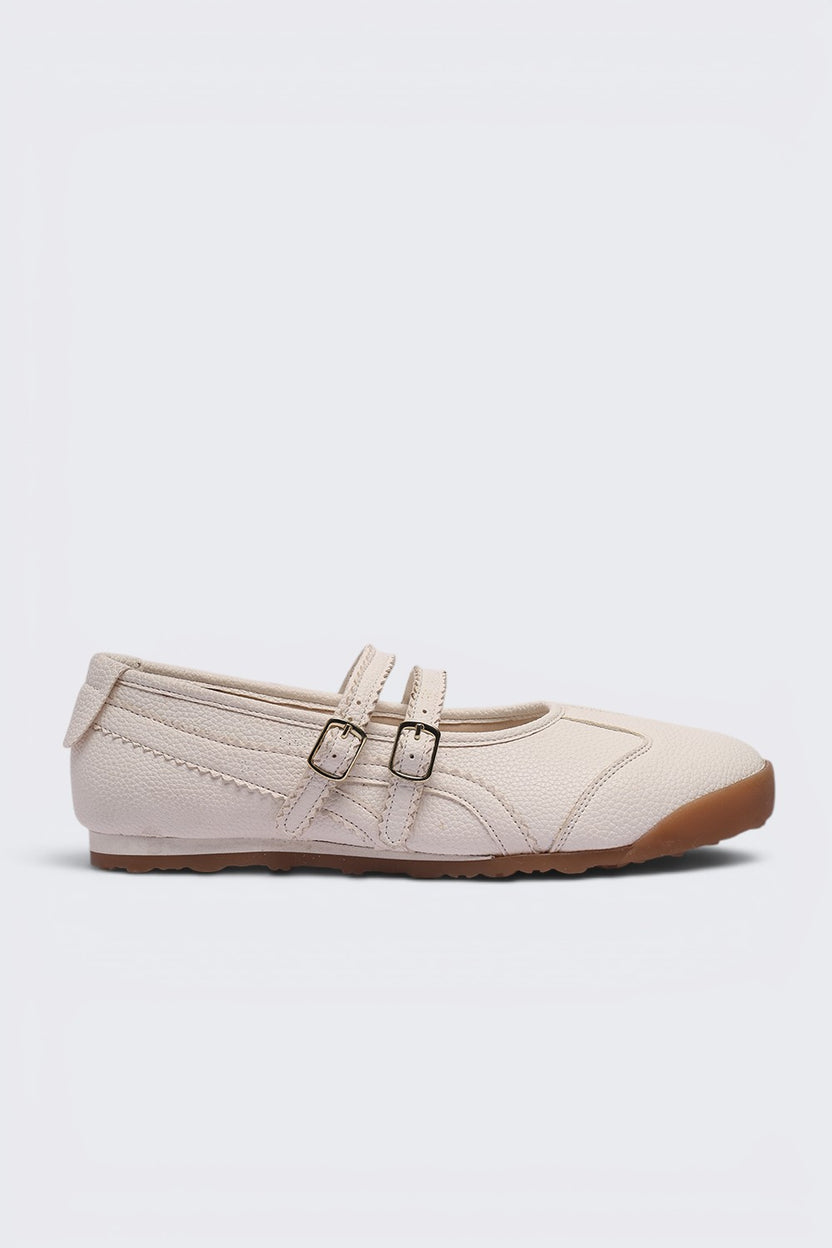 Women Off White Self Design Mary Jane - Image 2