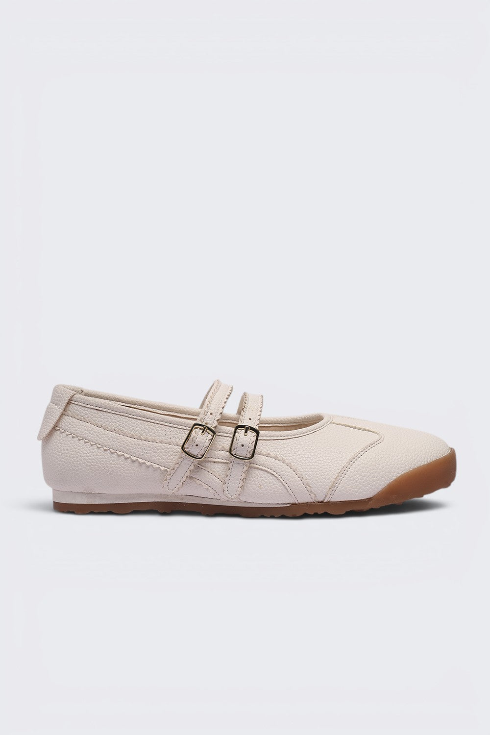 Women Off White Self Design Mary Jane - Image 2