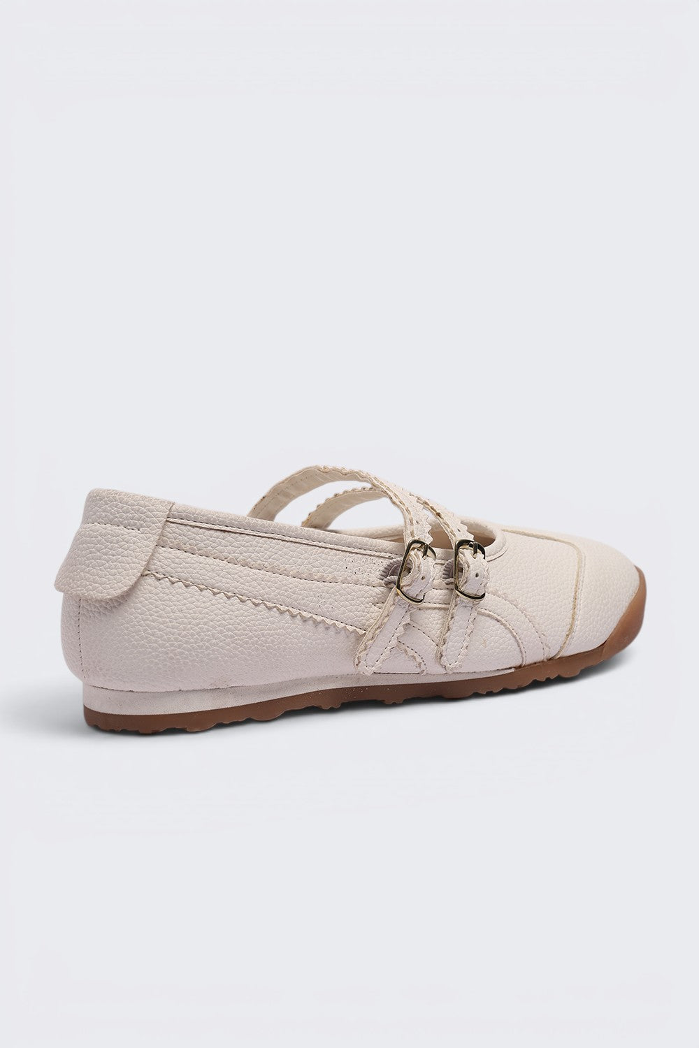 Women Off White Self Design Mary Jane - Image 3
