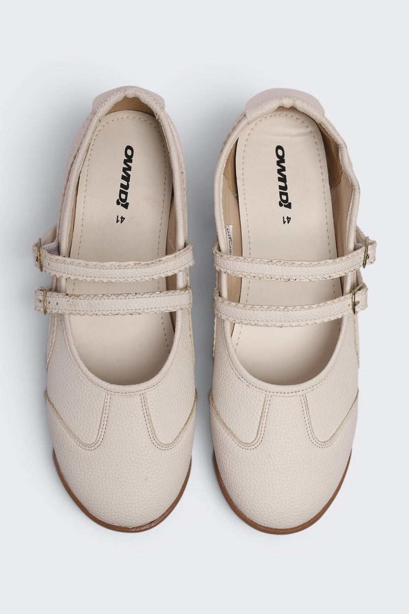 Women Off White Self Design Mary Jane - Image 4