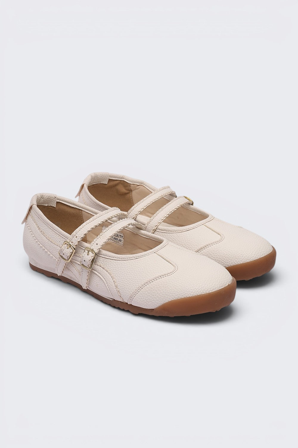 Women Off White Self Design Mary Jane - Image 5