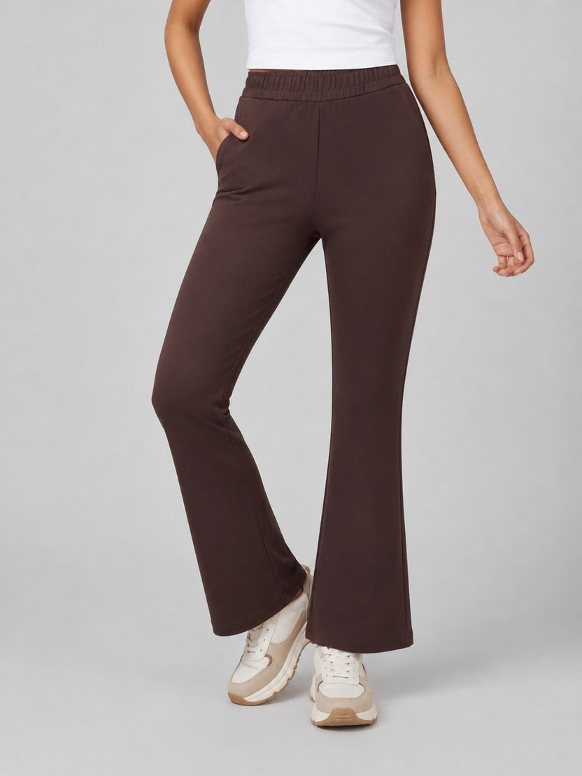 Women Brown Flared Fit Sweatpant With 2 Pocket - Image 2