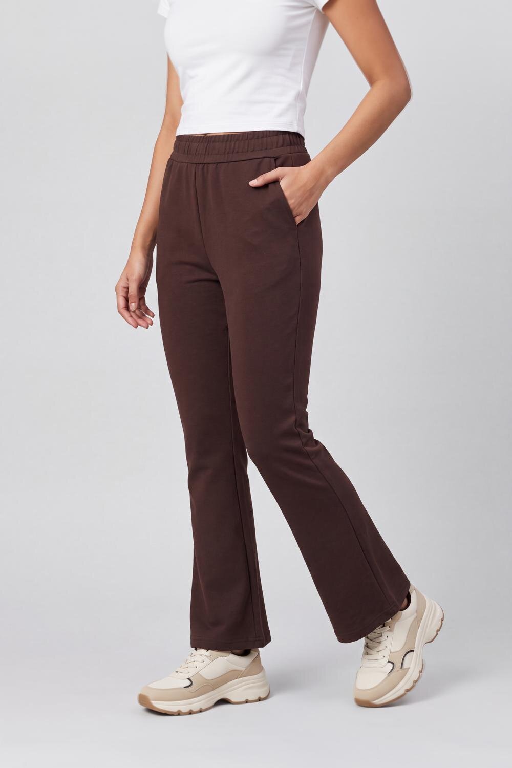 Women Brown Flared Fit Sweatpant With 2 Pocket - Image 4