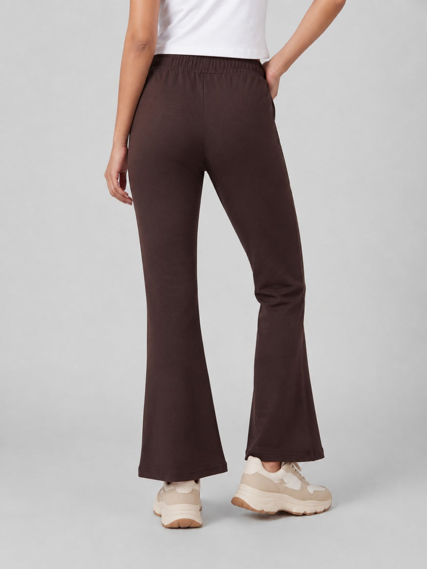 Women Brown Flared Fit Sweatpant With 2 Pocket - Image 5