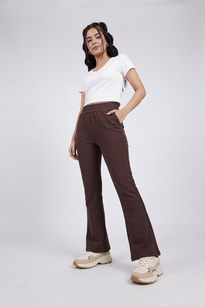 Women Brown Flared Fit Sweatpant With 2 Pocket - Image 6