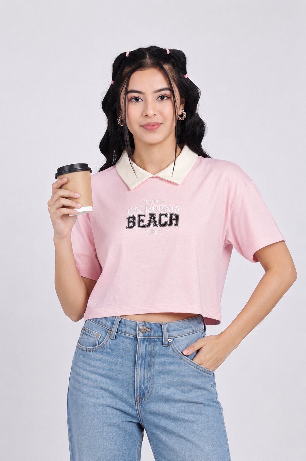 Women Pink Letter Boxy Fit T-Shirt - Image 1