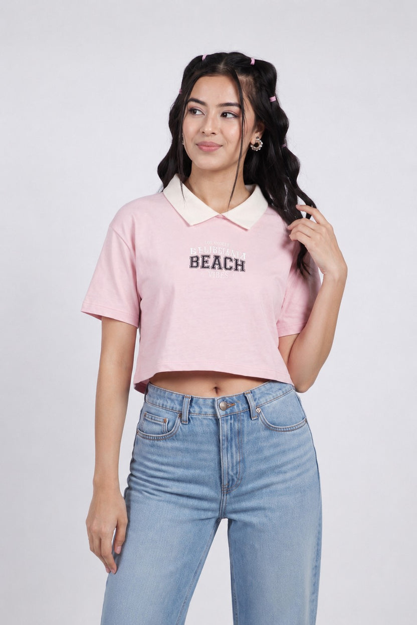 Women Pink Letter Boxy Fit T-Shirt - Image 2
