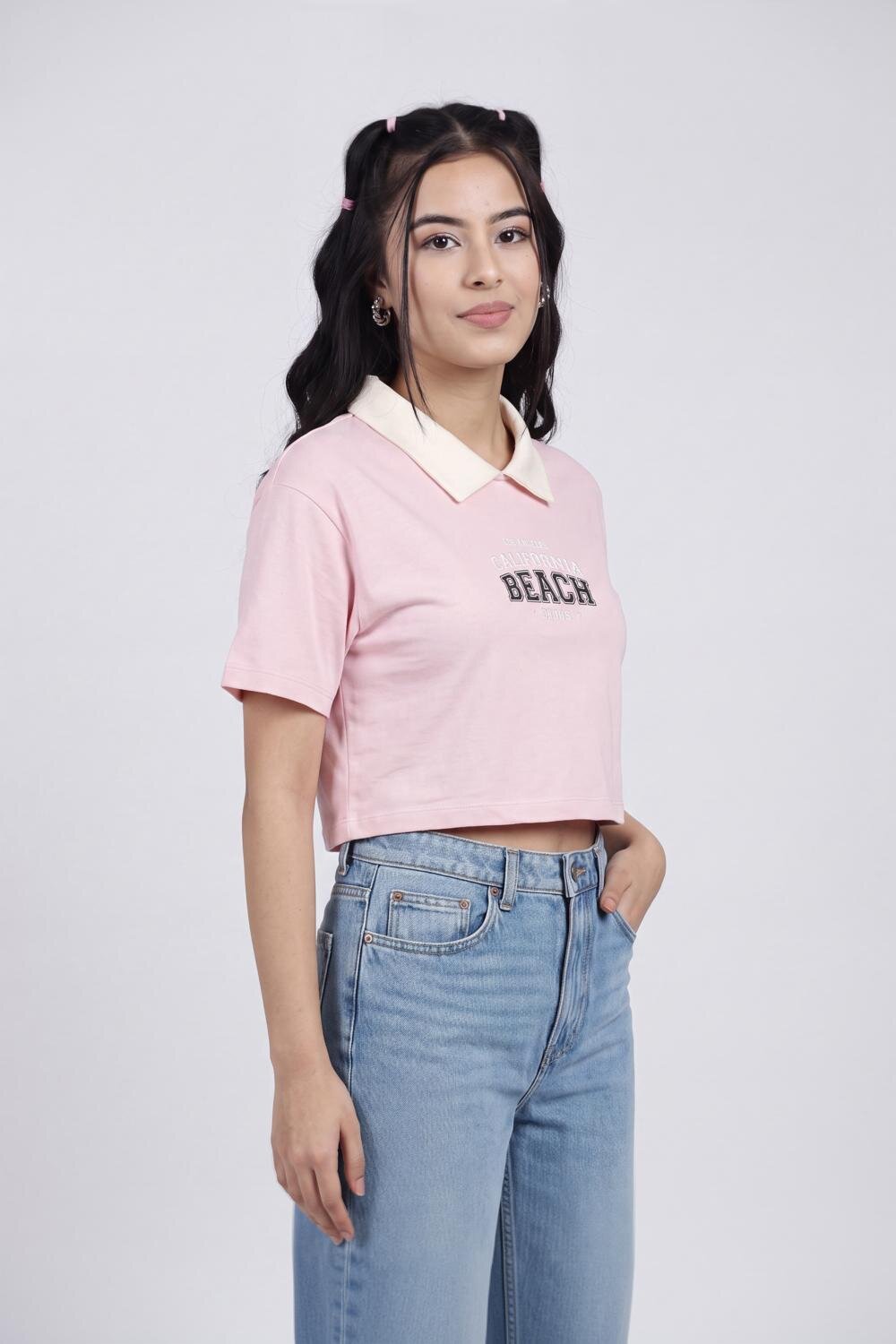 Women Pink Letter Boxy Fit T-Shirt - Image 4